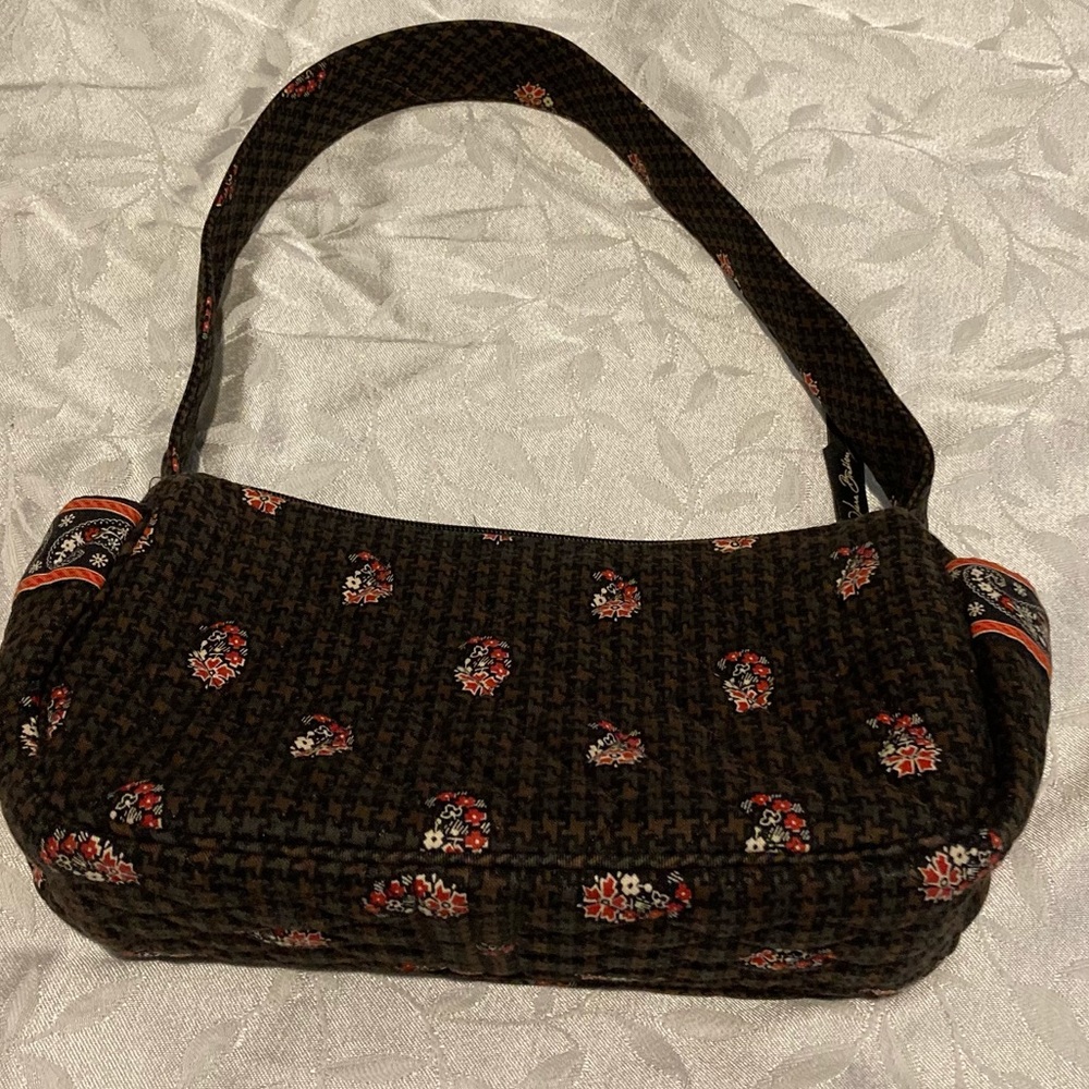 VERA BRADLEY SMALL QUILTED BLACK FLORAL BAG